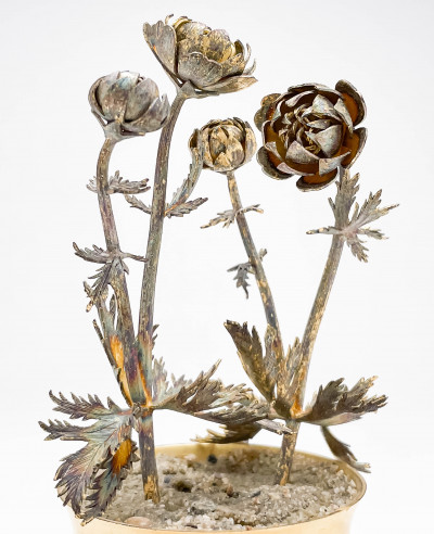 Janna Thomas De Velarde for Tiffany & Co. Gilt Sterling Silver Potted Flowers