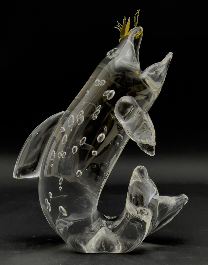 Steuben Glass Trout with 18K Gold Fly