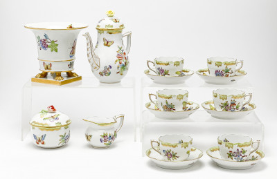 Image for Lot Herend Queen Victoria Porcelain Tea Service for Six