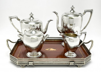 Image for Lot Reed & Barton Antique Pointed 87 Sterling Silver Tea Service