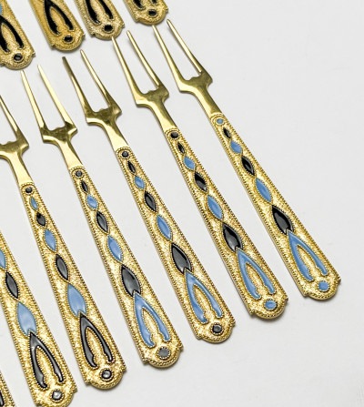 Russian Silver Condiment Forks and Spoons