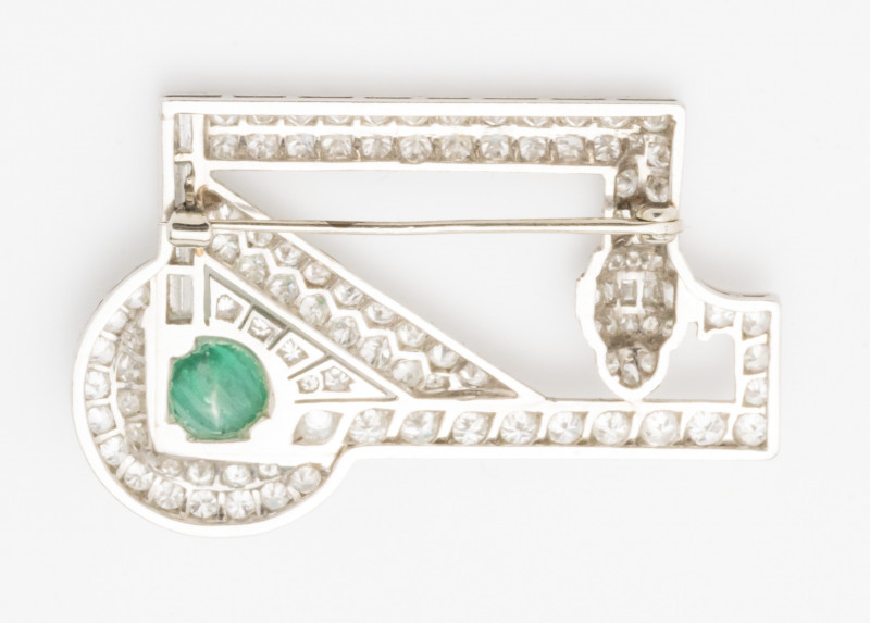 Art Deco Diamond 18K White Gold Brooch