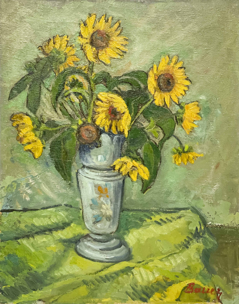 Albert Bela Bauer - Still Life with Sunflowers