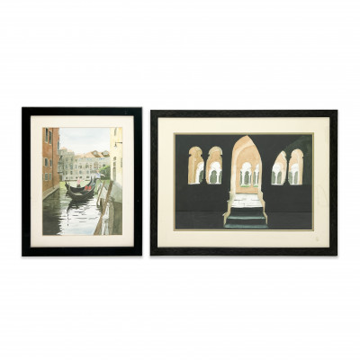Image for Lot Stephen Chinlun - Untitled (Cloister and Venetian Canal), Group of 2