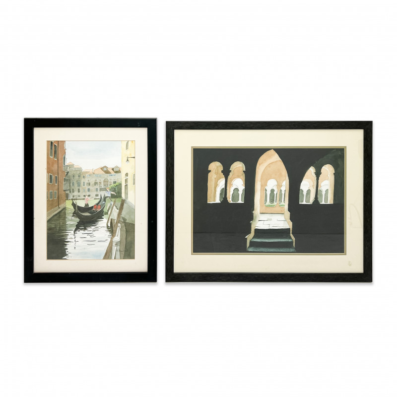 Stephen Chinlun - Untitled (Cloister and Venetian Canal), Group of 2