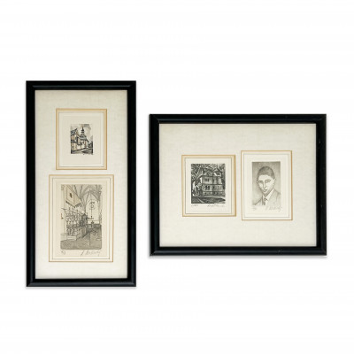 Image for Lot Unknown Artist - Untitled (Interior, Portrait, and Exteriors), Group of 2