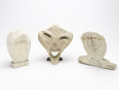 Inuit Carved Whale Bone Sculptures. Group of 3