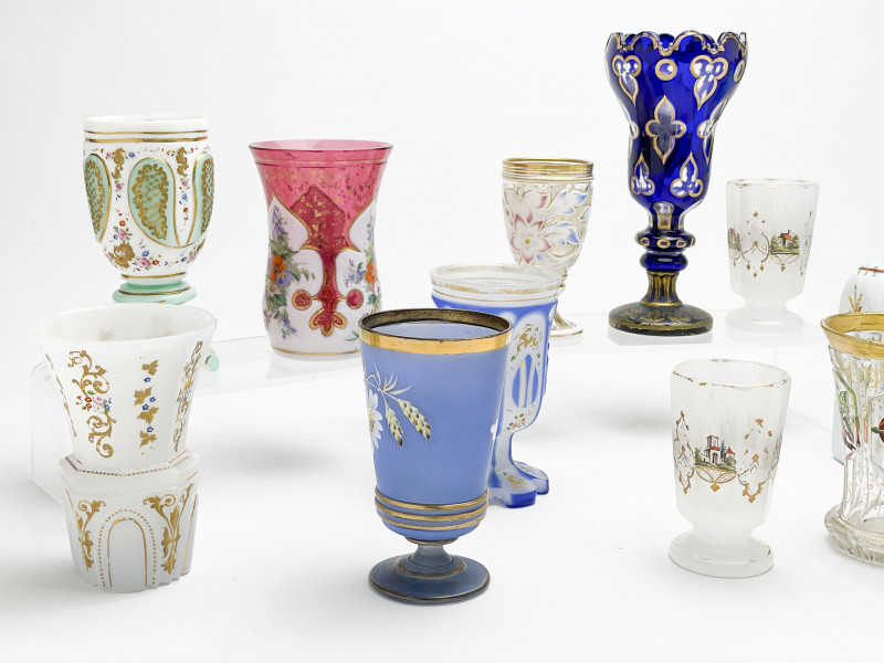 Collection of Bohemian Goblets, Group of 16