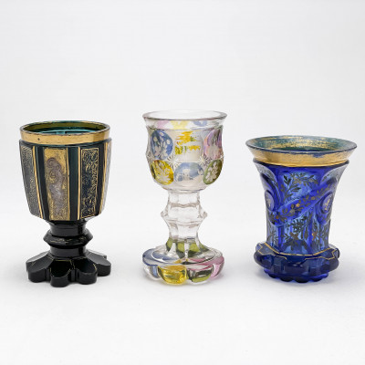 Image for Lot Bohemian Glass Goblets, Group of 3