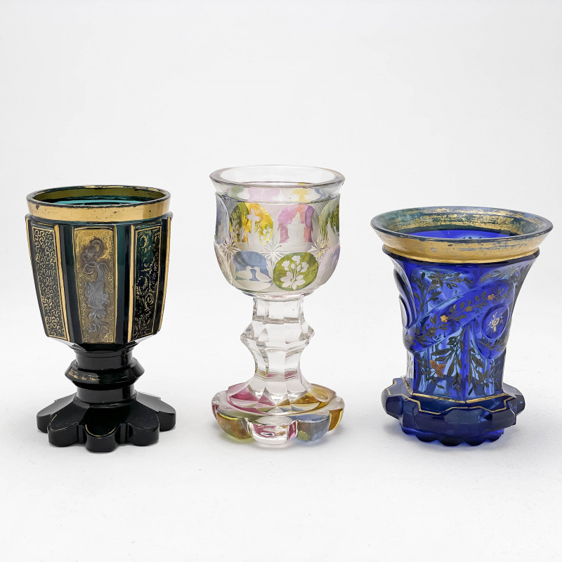 Bohemian Glass Goblets, Group of 3