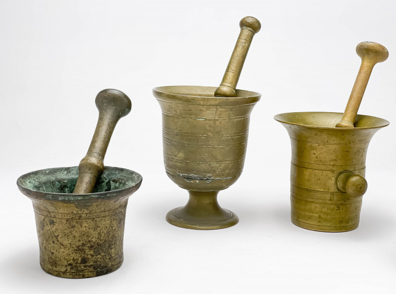 Bronze Mortar and Pestle Group, (4 Sets)