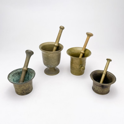 Image for Lot Bronze Mortar and Pestle Group, (4 Sets)