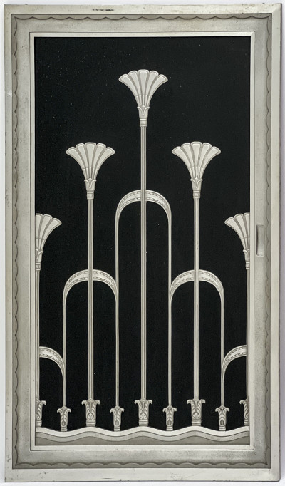 Image for Lot Art Deco Floral Metal Panel