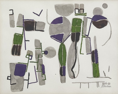 Image for Lot Gabriel Macotela - Untitled (Forms in Gray, Purple, and Green)