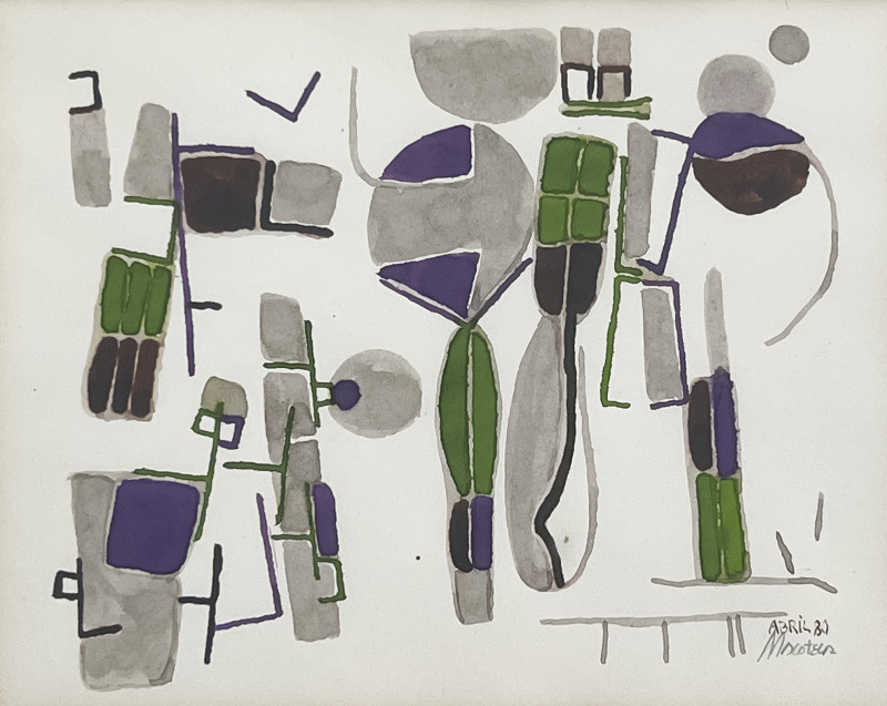 Gabriel Macotela - Untitled (Forms in Gray, Purple, and Green)