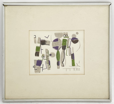 Gabriel Macotela - Untitled (Forms in Gray, Purple, and Green)