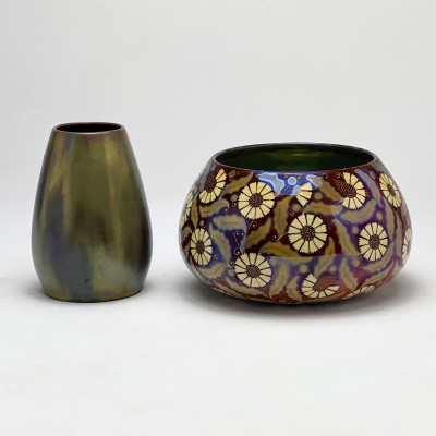 Image for Lot Zsolnay - Eosin Lustre Vase and Bowl