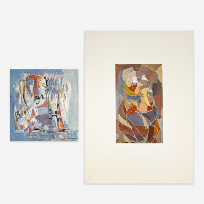 Image for Lot Edmund E. Niemann - Untitled (Composition in Red, Yellow, and Blue) / Untitled (Abstract Linear Figure) (2 Works)