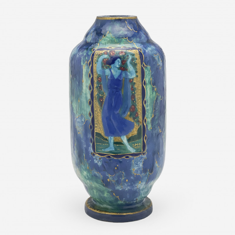 Ceramic Art Nouveau Vase with Gold Lustre