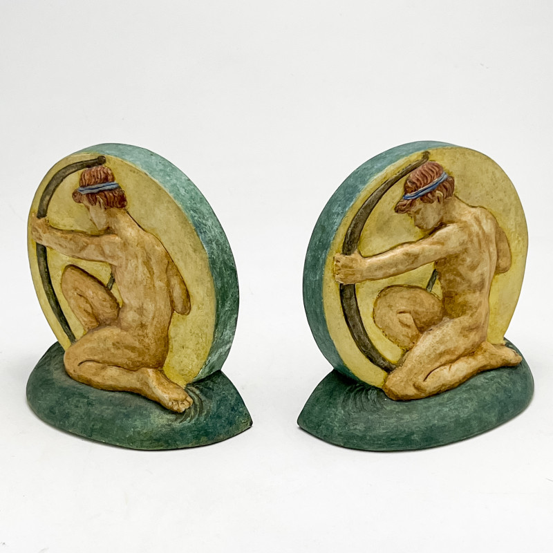 Compton Pottery Guildford - Figural Bookends, Pair