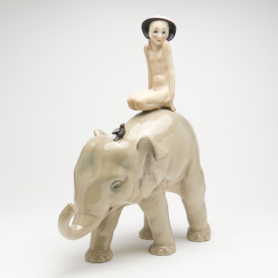 Image for Lot Helen König Scavini - Lenci Figural Group, Nudino Su Elefante
