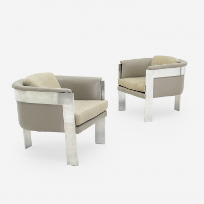 Image for Lot Milo Baughman - Barrel Back Lounge Chairs, Pair
