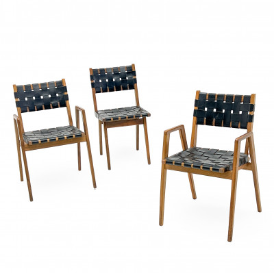Mel Smilow - Mid-Century Woven Strap Chairs, Set of 3
