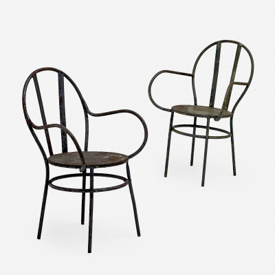 Image for Lot Wrought Iron Bistro Chairs, Pair