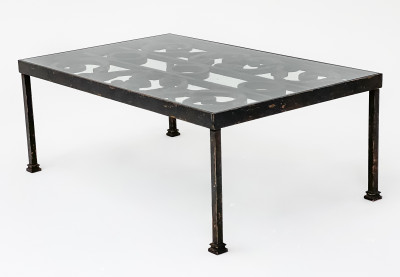 Image for Lot Iron and Glass Coffee Table