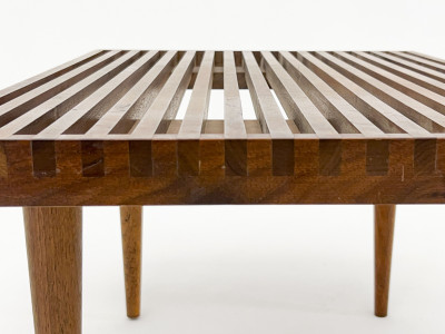 Mel Smilow - Walnut Slat Bench Side Tables, Set of 2