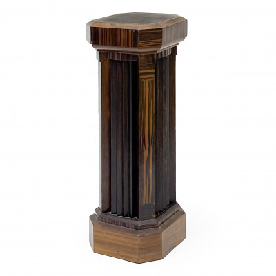 Image for Lot Art Deco Lacquered Pedestal in Banded Exotic Wood