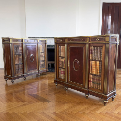Image for Lot Louis XVI Style Cabinets with Faux Book Doors
