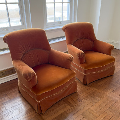 Image for Lot Mohair Club Chairs, Pair