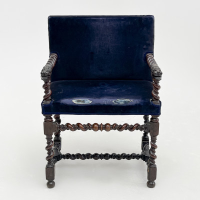 Renaissance Revival Twist-turned and Carved Open Armchair