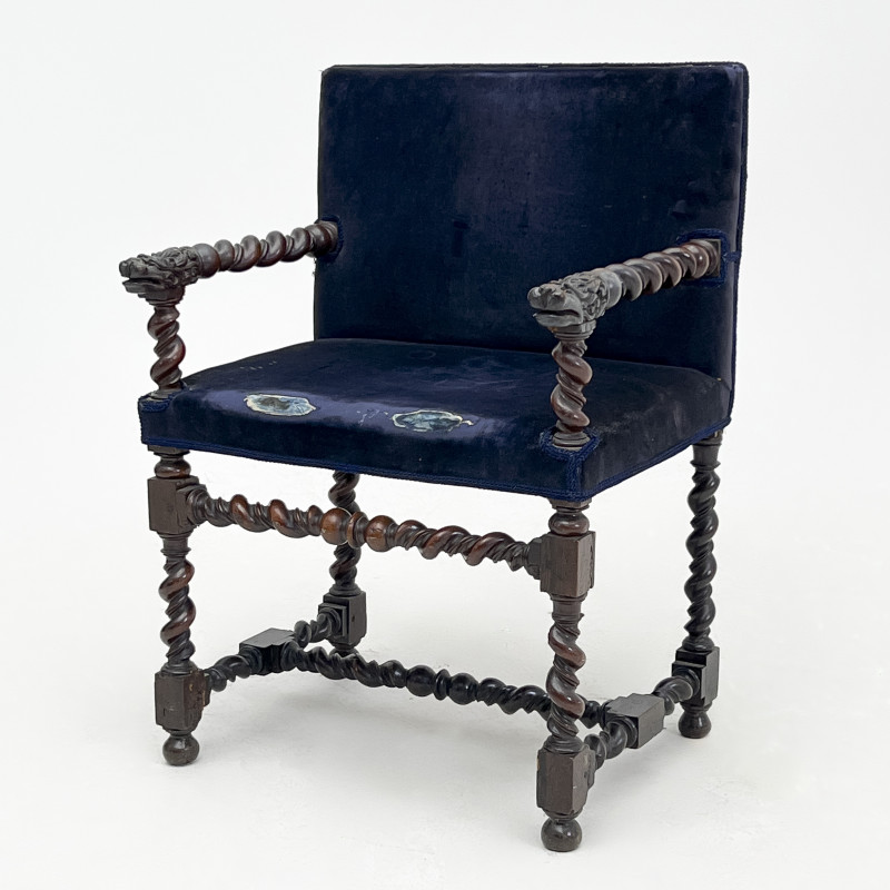 Renaissance Revival Twist-turned and Carved Open Armchair
