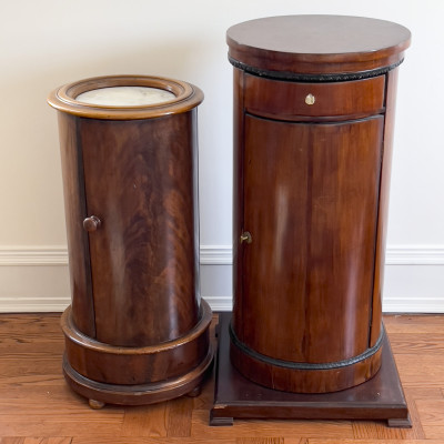 Two Similar Empire Mahogany Pedestal/Column Cupboards