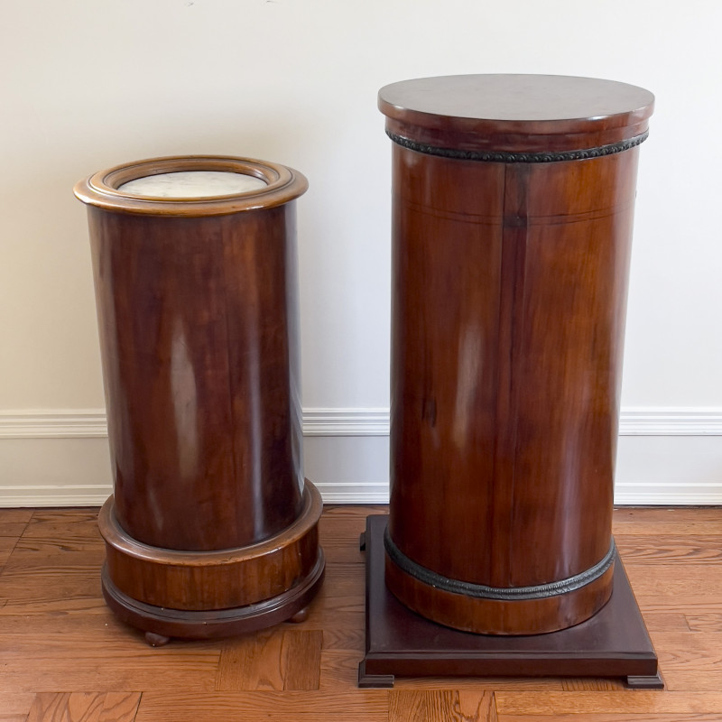 Two Similar Empire Mahogany Pedestal/Column Cupboards