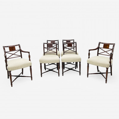 Image for Lot Sheraton Style Mahogany Chairs, Group of 6