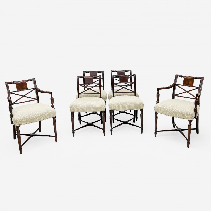 Sheraton Style Mahogany Chairs, Group of 6