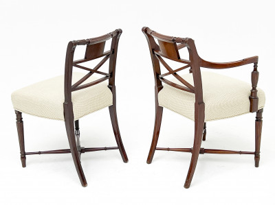 Sheraton Style Mahogany Chairs, Group of 6