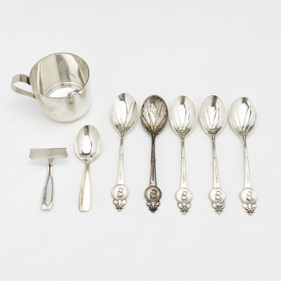 Image for Lot Tiffany & Co. - Sterling Baby Cup and Flatware, Group of 8