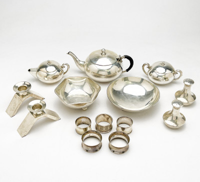 Image for Lot Sterling Tea Set and Other Service Ware, Group of 14