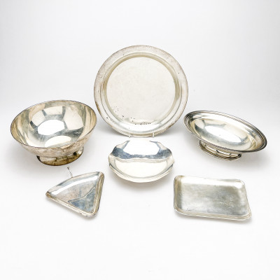 Image for Lot Sterling Center Bowls and Serving Tray/Plate, Group of 6