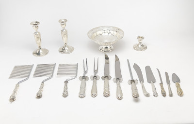 Image for Lot Sterling Weighted Table Ware, Group of 17