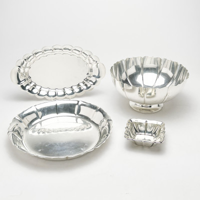 Image for Lot Sterling Trays and Center Bowl, Group of 4