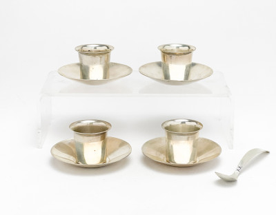 Image for Lot Allan Adler - Sterling Cup and Saucer Set with Spoon, Group of 9