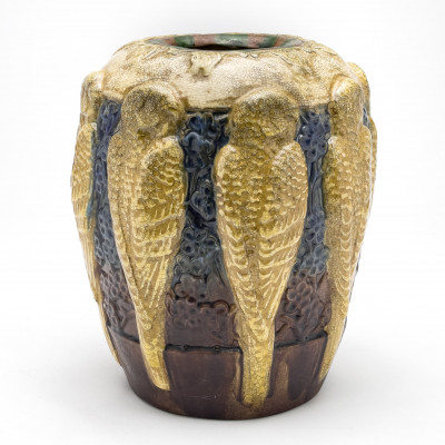 Image for Lot Earthenware Vase with Figural Parrot Motif