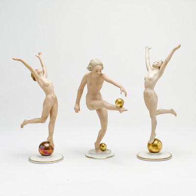 Image for Lot Hutschenreuther Porcelain - Dancers with Balls, Group of 3