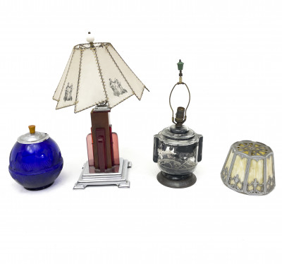 Image for Lot Art Deco Lamps and Accessories, Group of 4