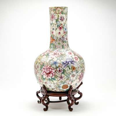 Image for Lot Chinese Mille Fleur Bottle Vase